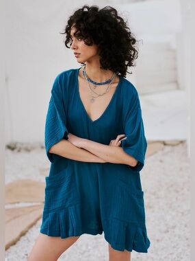 Free People So Lively Romper in Teal